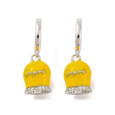 Bell Brass & Enamel Hoop Earrings for Women EJEW-U015-25P-1