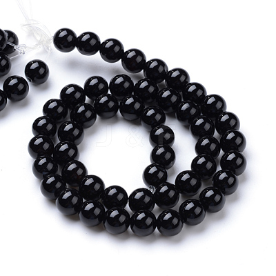 Natural Dyed & Heated Black Onyx Round Bead Strands X-G-T055-4mm-10-1