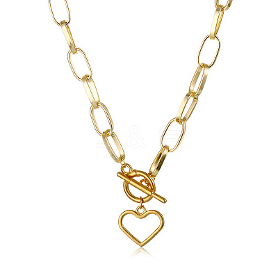 Heart Stainless Steel Pendant Paperclip Chain Necklaces FS-WGB7F21-01-1