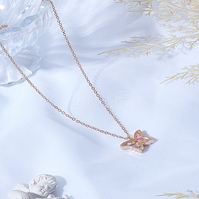 1Pc Zinc Alloy & Glass Butterfly with Colorful Star Sequins Inside Pendant Necklaces for Girls NJEW-LP0003-26-1