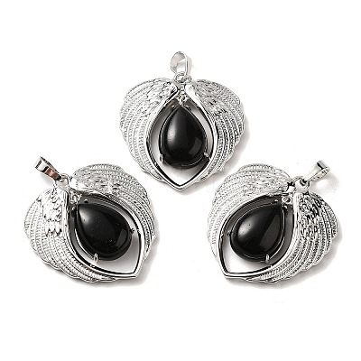 Natural Obsidian Teardrop Pendants KK-K331-02P-05-1