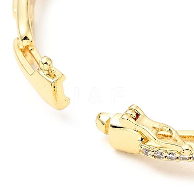 Clear Cubic Zirconia Oval Link Chains Hinged Bangle BJEW-J165-12G-1