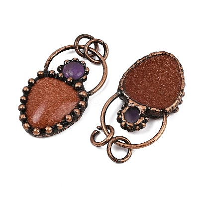 Natural & Synthetic Mixed Gemstone & Natural Amethyst Pendants G-Z101-06R-1