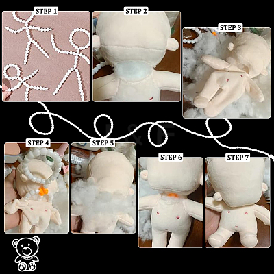 6Pcs 6 Style Plastic Action Figure Movable Skeleton DIY-PH0020-90-1