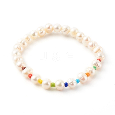 3Pcs 3 Styles Natural Cultured Freshwater Pearl Stretch Beaded Bracelets Sets BJEW-JB06266-1