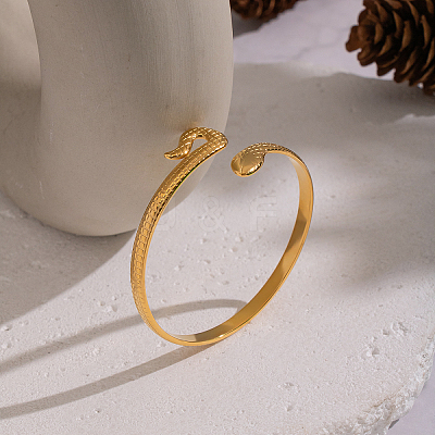Snake Shaped 304 Stainless Steel Open Cuff Bangles for Women QJ2255-1