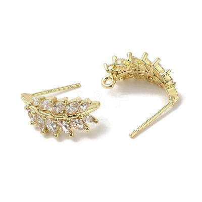 Brass Micro Pave Cubic Zirconia Ear Wire Findings KK-K371-08G-1