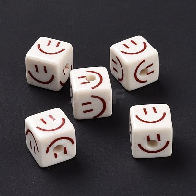 Opaque Printed Acrylic Beads MACR-C007-01L-1