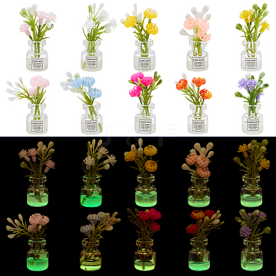 20Pcs 10 Colors Luminous Resin Flower Display Decorations DJEW-PH0001-78-1