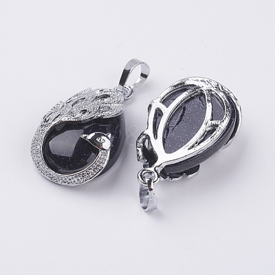 Synthetic Blue Goldstone Pendants X-G-E442-04I-1
