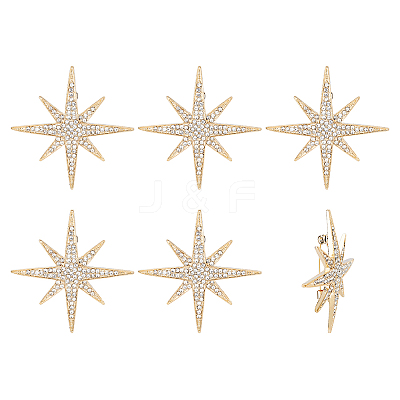 6Pcs Star Alloy Rhinestone Lapel Pins for Backpack Clothes JEWB-DC0001-39KCG-1
