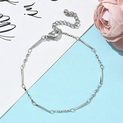 304 Stainless Steel Twisted Bar Link Chains Bracelets for Women BJEW-JB11838-1