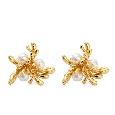 Flower Brass Stud Earring Findings KK-D102-05G-1