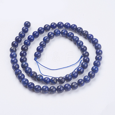 Natural Lapis Lazuli(Filled Color Glue) Beads Strands G-K269-02-6mm-1