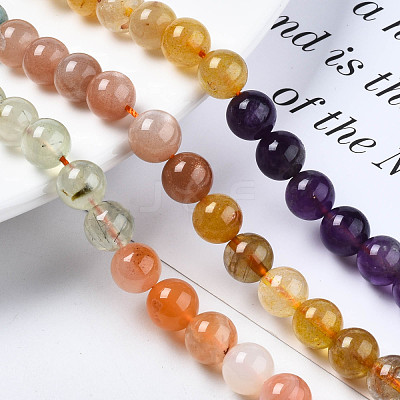 Natural Amazonite & Sunstone & Citrine & Amethyst & Prehnite & Botswana Agate & Lapis Lazuli Beads Strands G-S376-003B-1