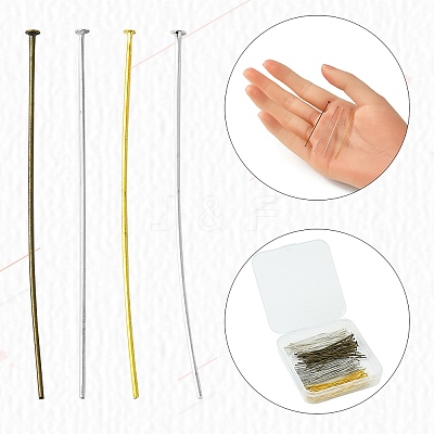 160Pcs 4 Colors Brass Flat Head Pins KK-YW0002-11-1