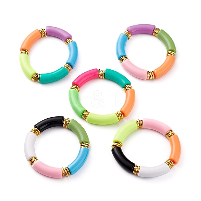 Opaque Acrylic Beaded Bracelet Sets BJEW-JB06513-1
