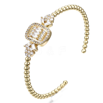 Sparkle Cubic Zirconia Ball Beaded Cuff Bangle for Her BJEW-N012-004-NF-1