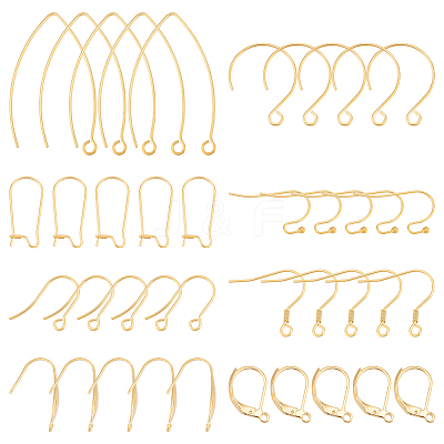 48Pcs 8 Style 304 Stainless Steel Earring Hooks STAS-UN0022-81-1