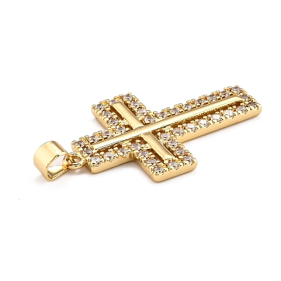 Brass Micro Pave Clear Cubic Zirconia Pendants ZIRC-J025-33G-1