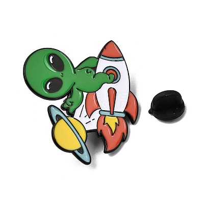 Alien on Rocket Enamel Pins JEWB-D310-01EB-03-1