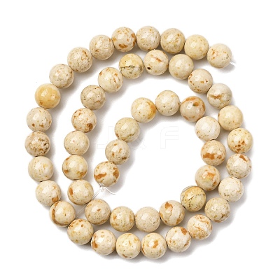 Natural Dyed Marble Beads Strands G-P593-8mm-06-1