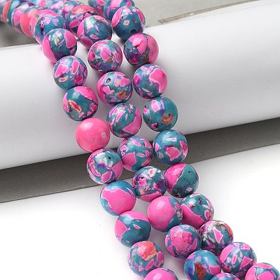 Dyed Synthetic Imperial Jasper Beads Strands G-C168-02A-1