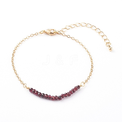 January Birthstone Natural Garnet Beaded Bracelets X-BJEW-JB06092-01-1