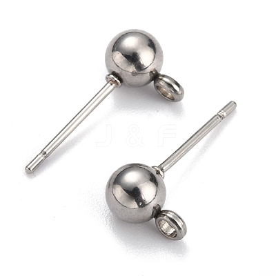 Non-Tarnish 304 Stainless Steel Ball Post Stud Earring Findings X-STAS-Z035-01P-D-1