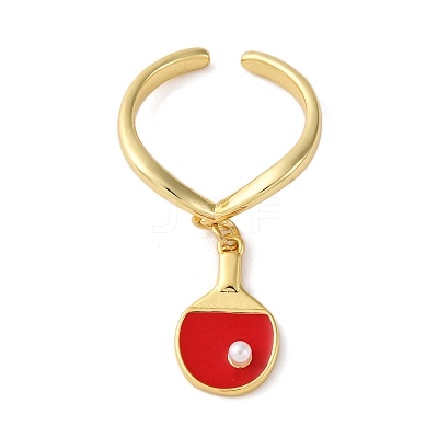 Brass Enamel Open Cuff Rings for Women RJEW-U057-27G-1