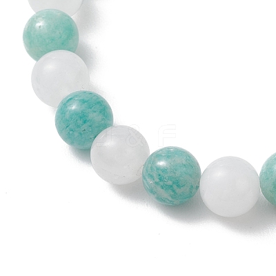Natural Amazonite & White Jade Beaded Stretch Bracelets for Women BJEW-JB13369-1