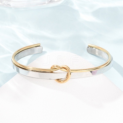 Duo Tone 304 Stainless Steel Knot Open Cuff Bangles for Women SA-CBA2192-05GP-02-1