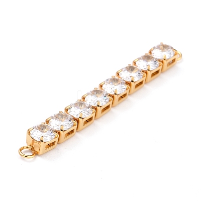 Brass Clear Round Cubic Zirconia Links Connectors ZIRC-G170-23A-G-1