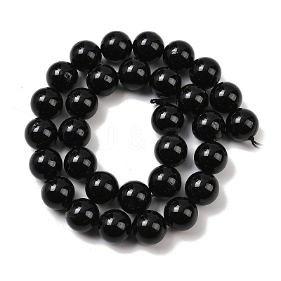 Natural Black Tourmaline Beads Strands G-E444-27-12mm-1