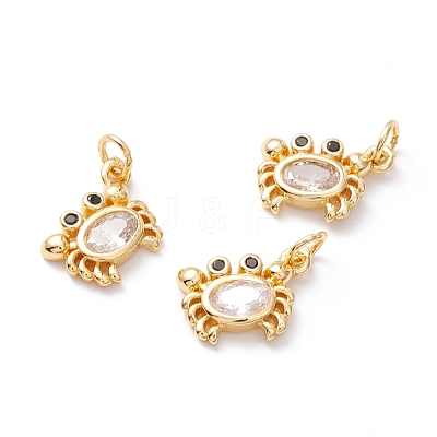 Brass Micro Pave Clear Cubic Zirconia Pendants ZIRC-M118-03G-RS-1
