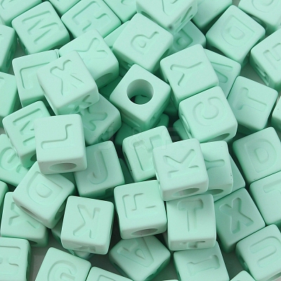 Rubberized Style Transparent Acrylic Beads OACR-K007-014B-1