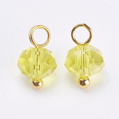 Electroplated Glass Charms X-GLAA-P038-05G-1
