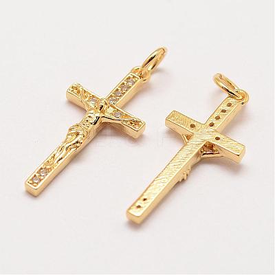 Brass Micro Pave Grade AAA Cubic Zirconia Pendants ZIRC-G090-20G-NR-1