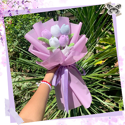 9Pcs 3 Colors Polyester with Iron Wire Artificial Tulip Flower AJEW-SC0031-42B-1