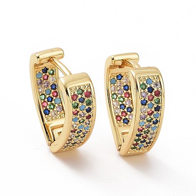 Colorful Cubic Zirconia Teardrop Hoop Earrings EJEW-F304-06G-1