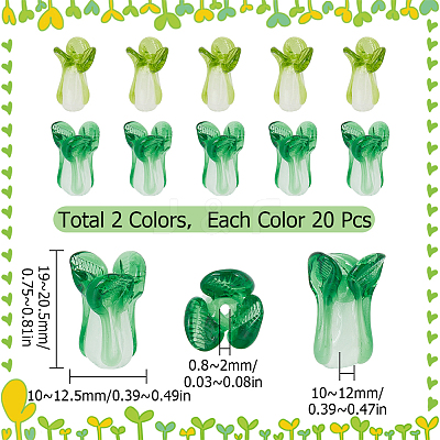 40Pcs 2 Colors Handmade Lampwork Beads LAMP-SC0001-29-1