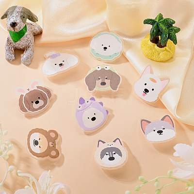 9Pcs 9 Styles Cartoon Dog Acrylic Brooch JEWB-TA0001-38-1