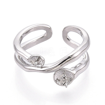 Brass Cuff Ring Settings KK-T076-58P-1