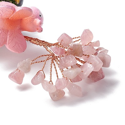 Natural Rose Quartz Chips & Resin Pedestal Display Decorations DJEW-A001-03D-1