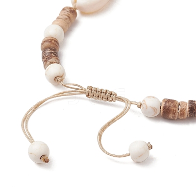 Synthetic Turquoise and Shell Bracelets BJEW-JB11510-02-1