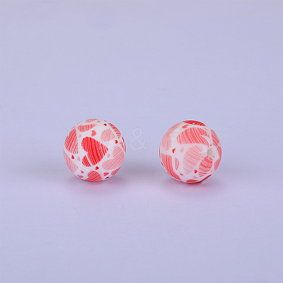 Printed Round Silicone Focal Beads SI-JX0056A-96-1