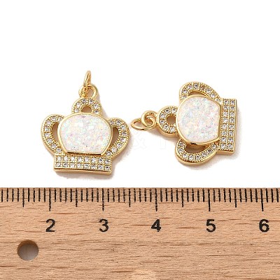 Brass Micro Pave Cubic Zirconia with Synthetic Opal Pendants KK-D096-18G-1