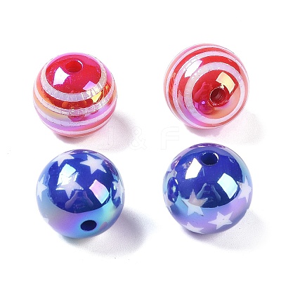 UV Plating Iridescent Acrylic Beads OACR-B021-04-1