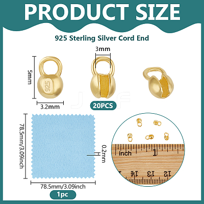 925 Sterling Silver Cord End DIY-BC0014-05A-G-1