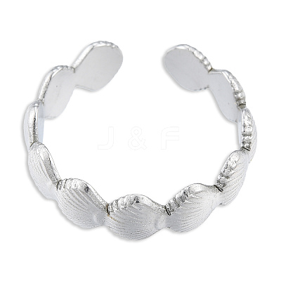 304 Stainless Steel Shell Wrap Open Cuff Ring for Women X-RJEW-N038-100P-1